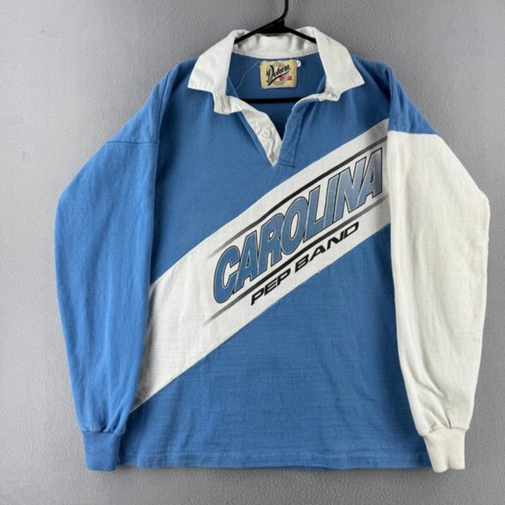 Vintage Dehen Rugby Shirt Mens XL Blue Heavy Cotton North Carolina Tar Heels USA